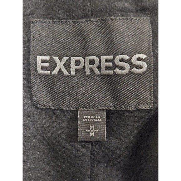 Express Two Toned Deep Brown and Black Medium Full Zip Blazer Jacket Polyester - Picture 9 of 10